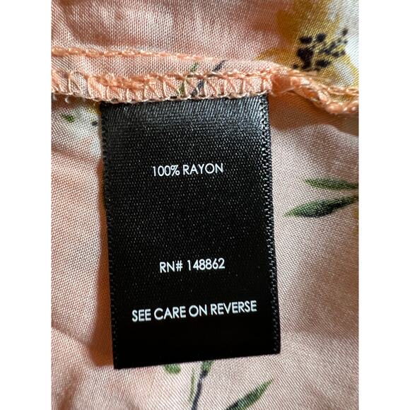 Peach Top Torrid 1X Pintuck Pleat Blouse Button Front Floral V-Neck Dolman NEW - Picture 10 of 11